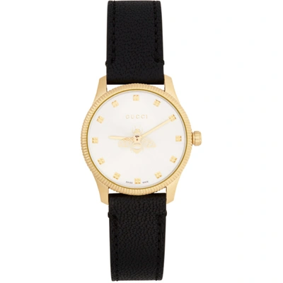 Gucci Black And Gold G-timeless Bee Watch In 1000 Black