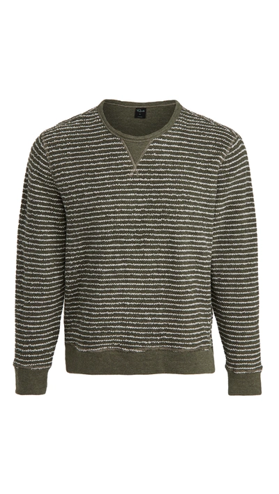 Rails Heston Reversible Stripe Crewneck Sweater In Olive Heather Grey Stripe