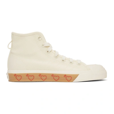 Adidas X Human Made Off-white Nizza Hi Sneakers In Offwhite