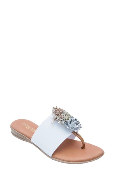 Andre Assous Novalee Sandal In White Metal Fabric