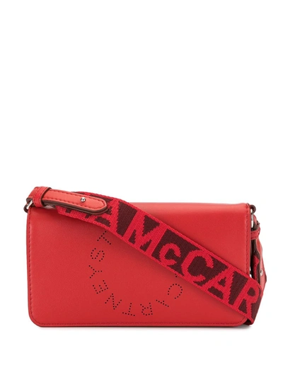 Stella Mccartney Logo-tape Shoulder-strap Crossbody Bag In Red