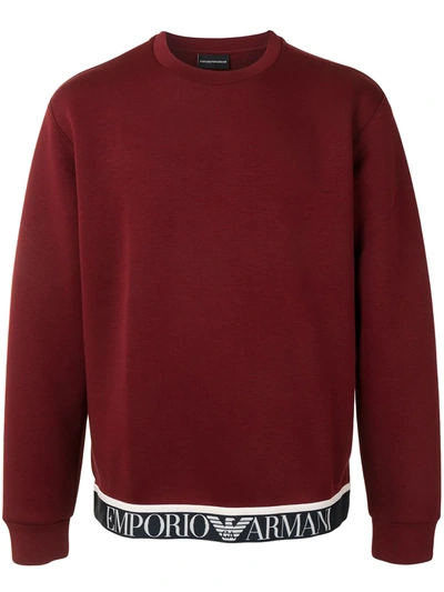 Emporio Armani Logo Band Rib-trimmed Sweatshirt In Red