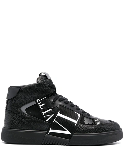 Valentino Garavani Logo-print Stripe-detail Trainers In Black