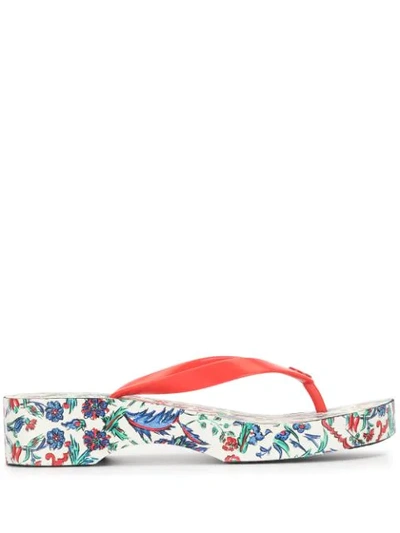 Tory Burch Printed Carved-wedge Flip-flop In Multicolour