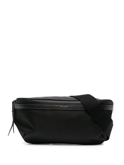 Saint Laurent City Leather-trimmed Belt Bag In Black