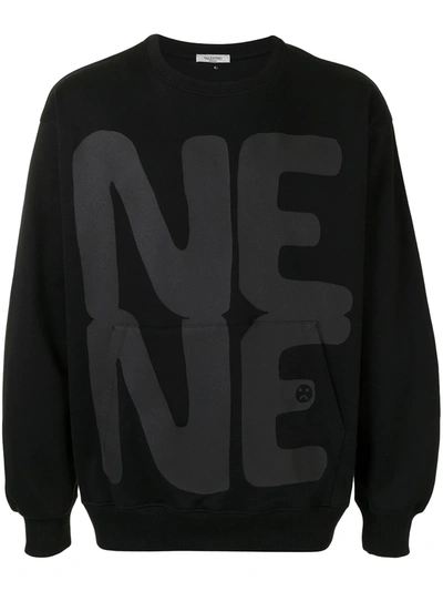 Valentino Slogan Print Sweatshirt In Black