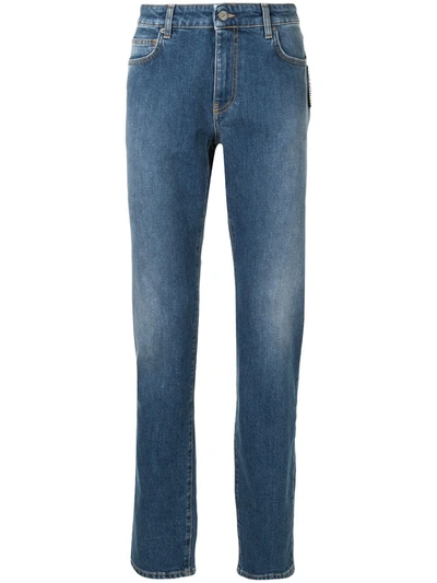 Moschino Mid-rise Stonewashed Straight-leg Jeans In Blue