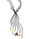 Chloé Janis Beaded Tie Necklace In Black