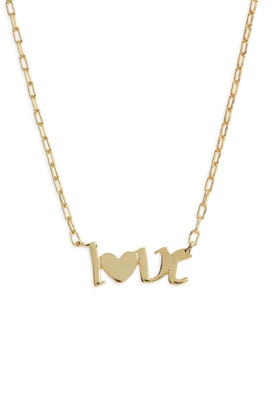 Gorjana Love Script Pendant Necklace In Gold/love