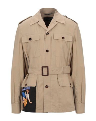 Dolce & Gabbana Overcoats In Beige