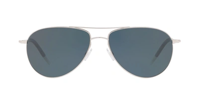 Oliver Peoples Benedict Ov1002s 040 Aviator Polarized Sunglasses In Blue