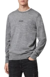 Allsaints Merino Wool Crewneck Sweater In Gray Marl
