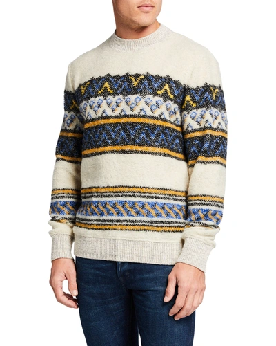 Scotch & Soda Boucle Geo Stripe Jacquard Regular Fit Crewneck Sweater In Combo A