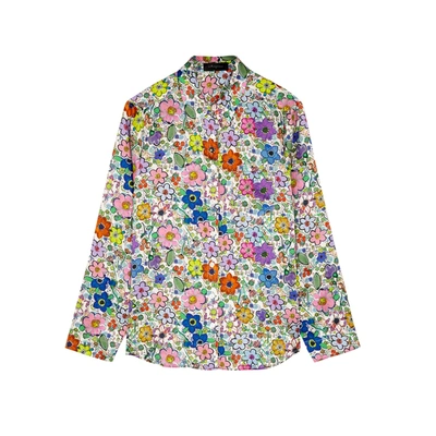 Jessica Russell Flint Paint By Flora Stretch-silk Pyjama Shirt In Multicoloured