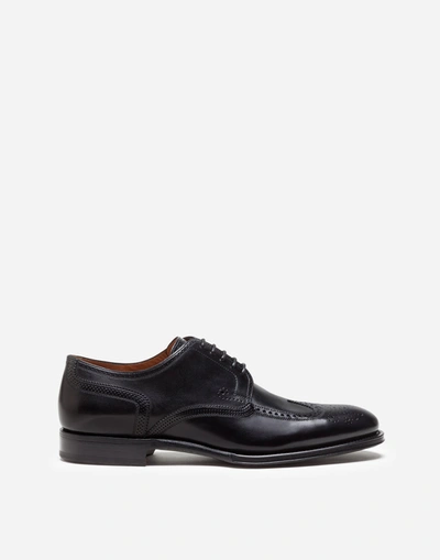 Dolce & Gabbana Brogue Derby In Giotto Paint Calfskin In Black