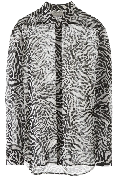 Saint Laurent Zebra Print Shirt In Black,white