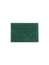 Bottega Veneta Woven Leather Card Case In Racing Green