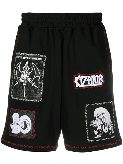 Ktz Multi-patch Unisex Shorts In Black