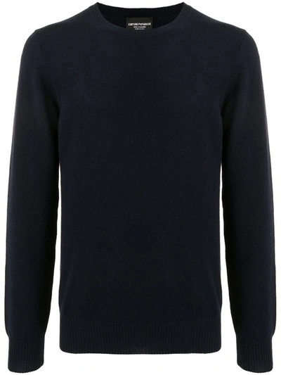 Emporio Armani Fine-knit Cashmere Jumper In Blue