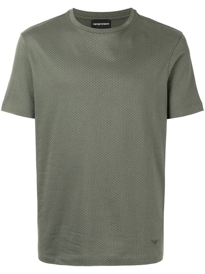 Emporio Armani Geometric-pattern Cotton T-shirt In Green