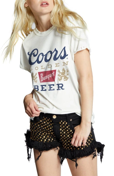 Recycled Karma Coors Roll Up Sleeve Graphic Tee In White