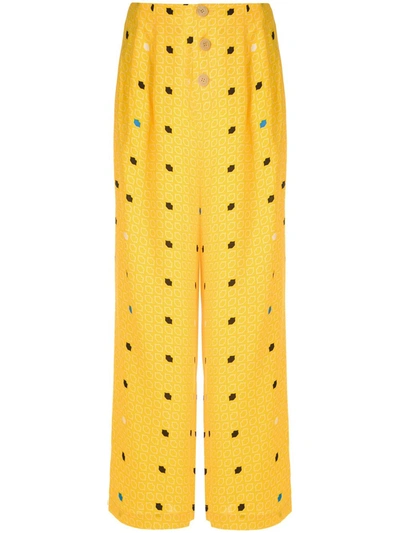 Eva Gravataria Boca Wide-leg Trousers In Yellow