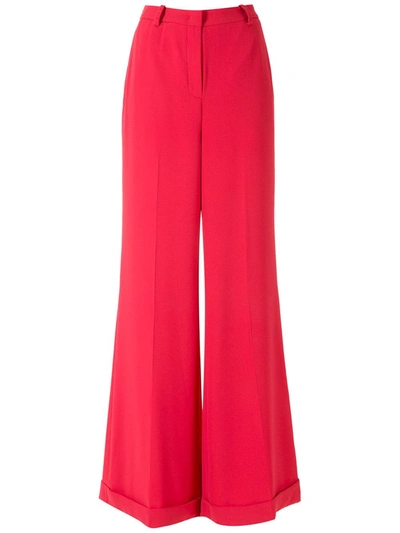 Eva Turned Up Hem Wide-leg Trousers In Red
