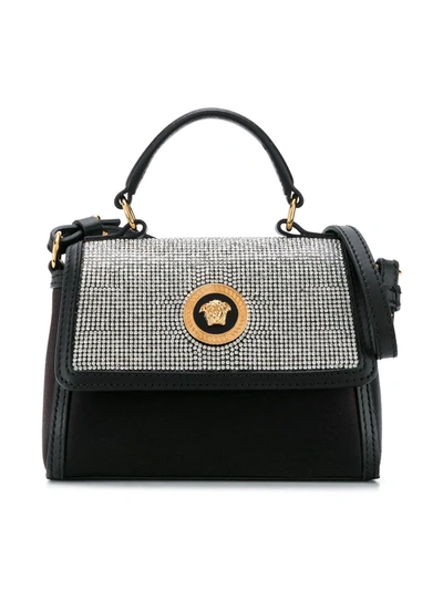 Young Versace Kids' Crystal Embellished Shoulder Bag In Black