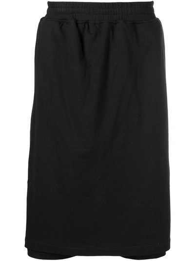 Ktz Skirt-overlaid Drop-crotch Shorts In Black