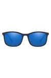 Prada 56mm Rectangle Sunglasses In Blue/ Blue Mirror