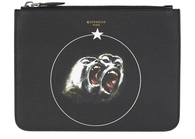Pre-owned Givenchy  Monkey Brothers Zipped Pouch Large Black