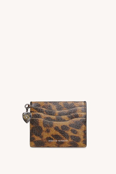 Rebecca Minkoff Large Card Case With Charm In Natural Leopard