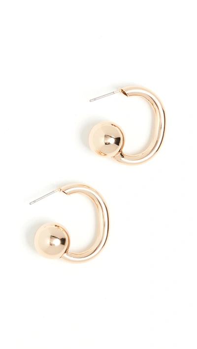 Kenneth Jay Lane 1 Gold Hoops With Ball End Post Earrings"