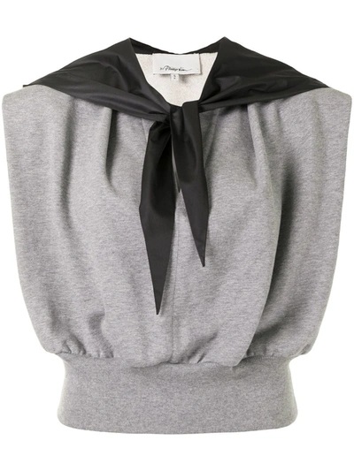 3.1 Phillip Lim / フィリップ リム Hooded Satin-trimmed Cotton-jersey Tank In Grey