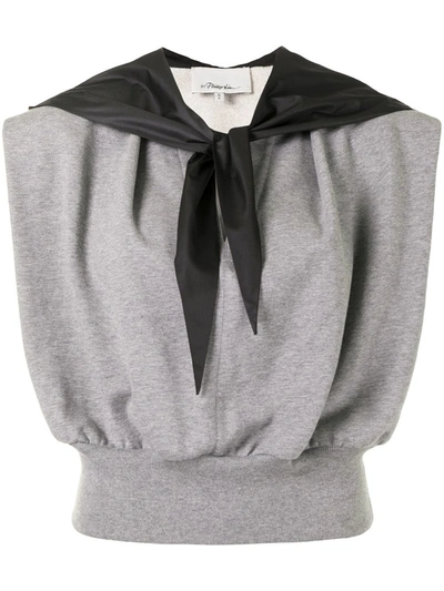 3.1 Phillip Lim Hooded Satin-trimmed Cotton-jersey Tank In Gray