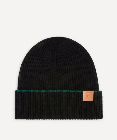 Loewe Knitted Wool Beanie Hat In Black