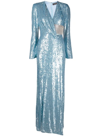 Jenny Packham Sequinned Franca Gown In Blue
