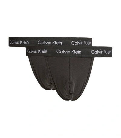 Calvin Klein Stretch-cotton Thong Briefs (pack Of 2) In Black