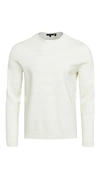 Theory Gregson X Merino Wool Stripe Relaxed Fit Crewneck Sweater In Heather Grey