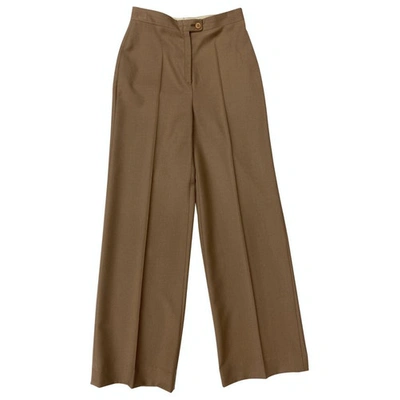 Pre-owned Valentino Wool Straight Pants In Brown