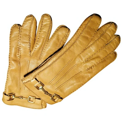 Pre-owned Gucci Camel Leather Gloves