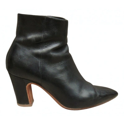 Pre-owned Santoni Leather Ankle Boots In Black