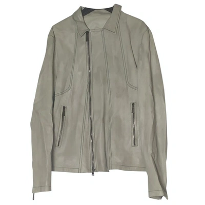 Pre-owned John Richmond Leather Jacket In Grey