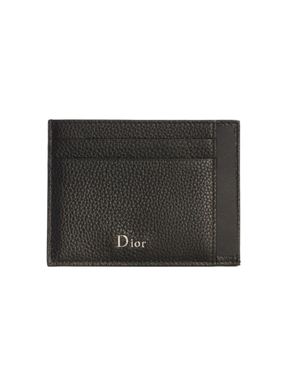 Dior Card Holder In Leather In Black