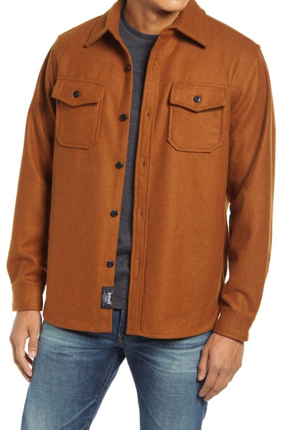 Schott Cpo Wool Blend Work Shirt In Coyote