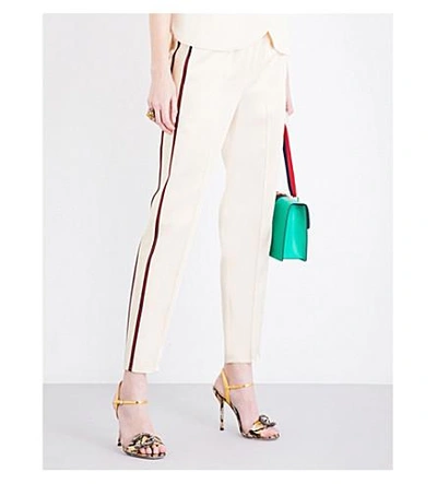 Gucci Cropped Satin Trousers In Beige