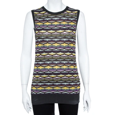 Pre-owned M Missoni Multicolor Patterned Knit Tank Top And Cardigan Set L