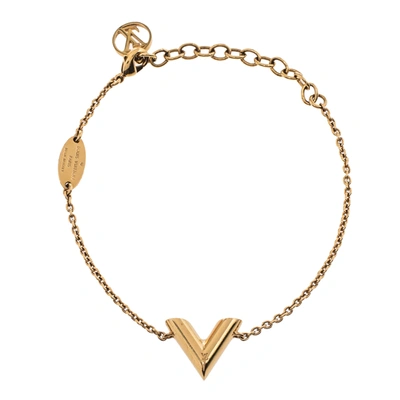 Pre-owned Louis Vuitton Essential V Gold Tone Chain Link Bracelet