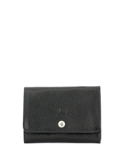 Il Bisonte Leather Wallet With Button In Black  