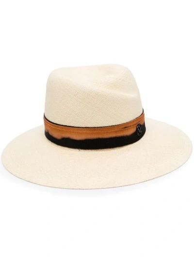 Maison Michel Ivory Straw Virginie Fedora Hat In Neutrals